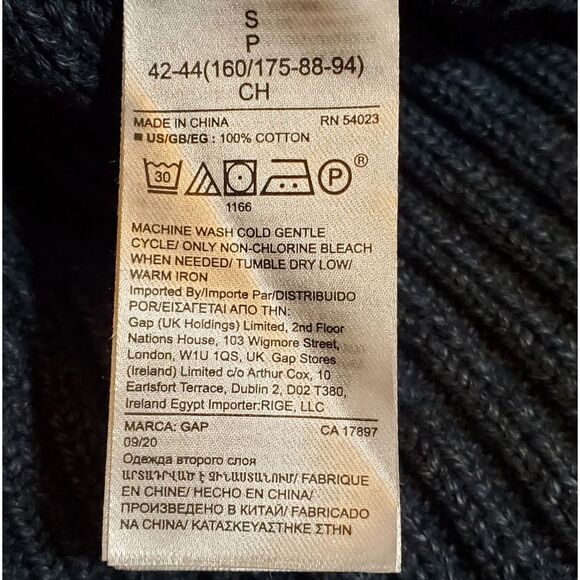 Small Gap Navy Heather Organic Cable Knit Sweater - Blue Long Sleeve Textured - Picture 5 of 7